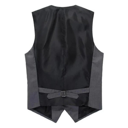 Men Vest Gray V Neck Single Button Solid Waistcoat For Wedding Birthday Banquet Party Business Work Daily Men Suit Vest ﻿