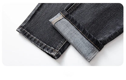 New Men's Slim Straight Elastic Jeans Fashion Business Casual Comfortable Soft Denim Trousers High Quality Mens Designer Clothes