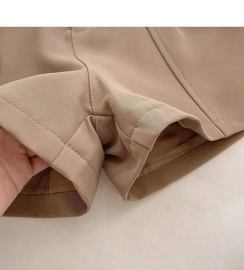 Casual Women A-Line Shorts Fashion Office Lady Commute Vintage Solid High Waist Short Pants Casual Streetwear Summer Trousers