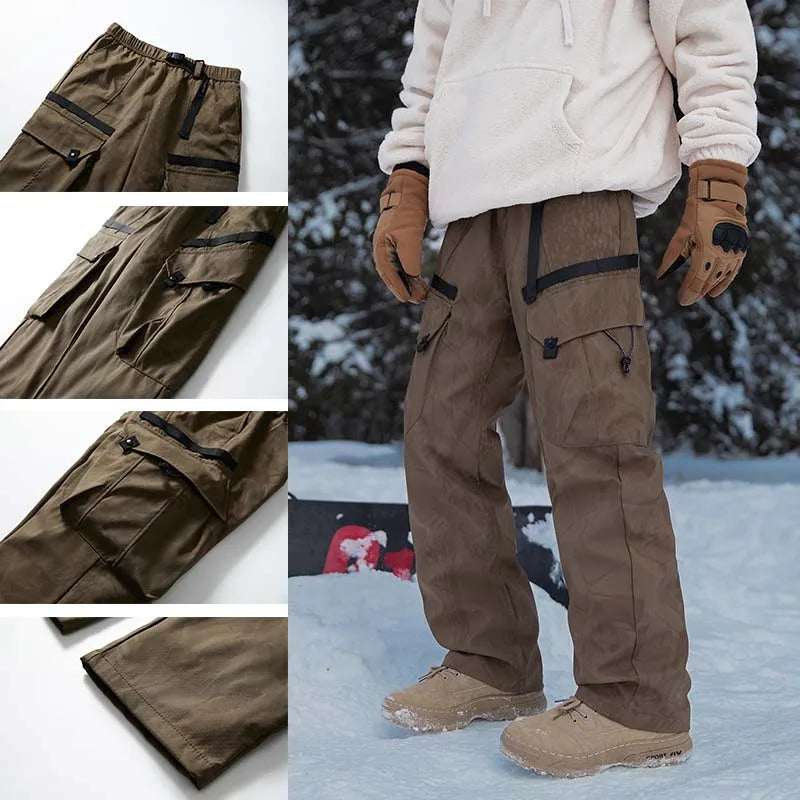 Winter Three-Tn-One Down Hiking Pants Men Windproof Waterproof Antifouling 90 White Duck Down Removable Liner Outdoor Sport Pant