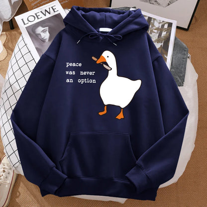 Peace Was Never An Option Printed Hoosie Men Street Oversize Autumn Hooded Hipster Soft Hoodies Hip Hop Warm Sportswears