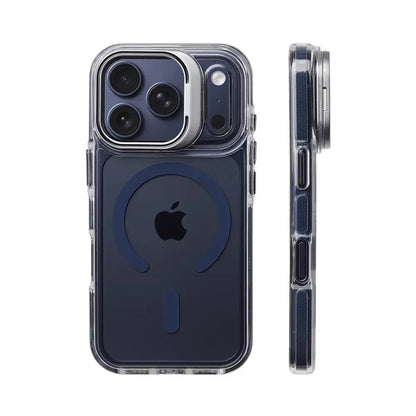 Luxury Magnetic Shockproof Clear Bumper Case for iPhone 17 Pro Max Air 16 15 14 13 12 Plus For Magsafe Lens Protect Stand Cover
