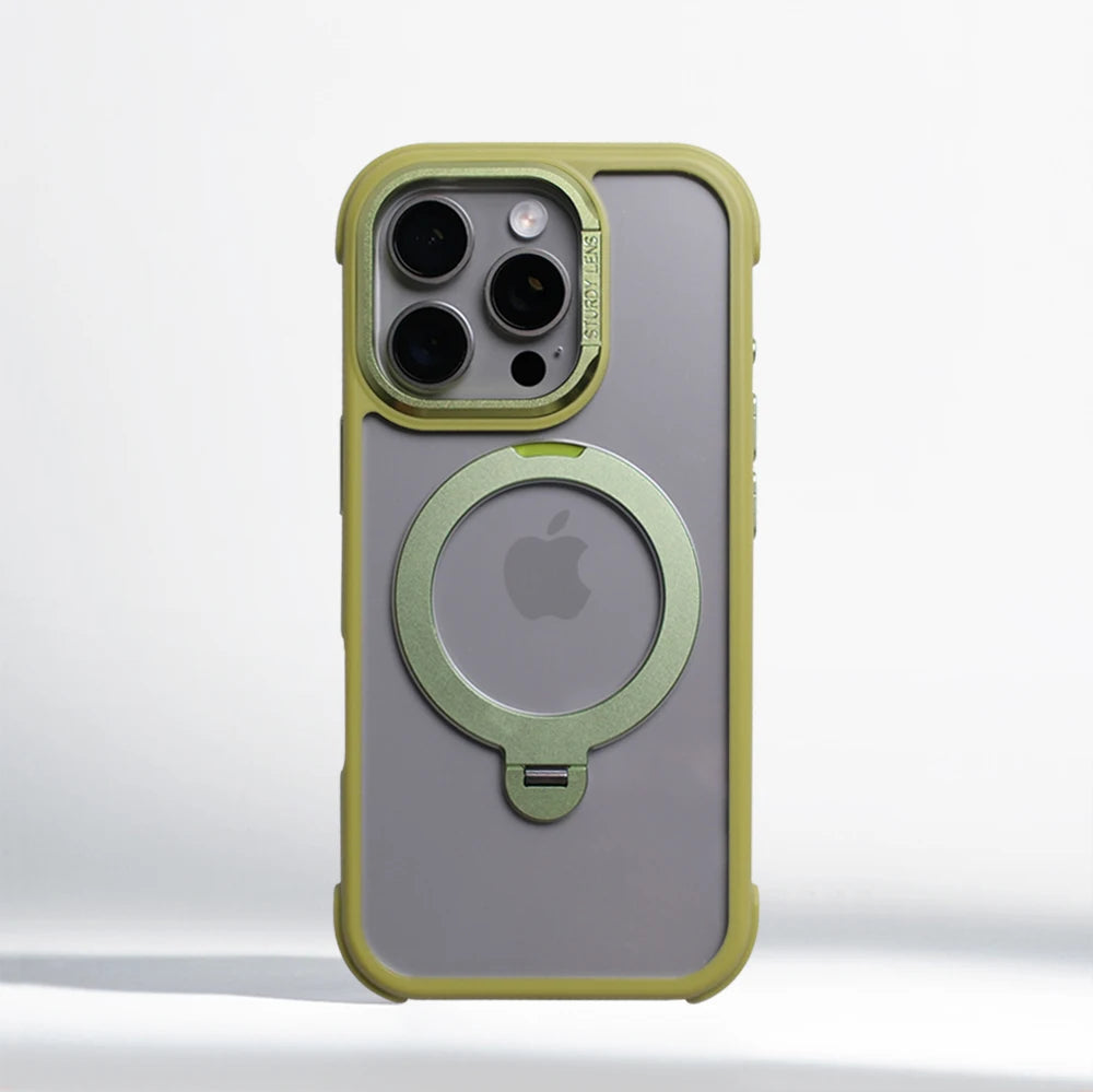 360° Magnetic Rotatable Holder Shockproof Case For iPhone 17 16 Pro Max 15 14 13 Transparent For MagSafe Wireless Charge Cover