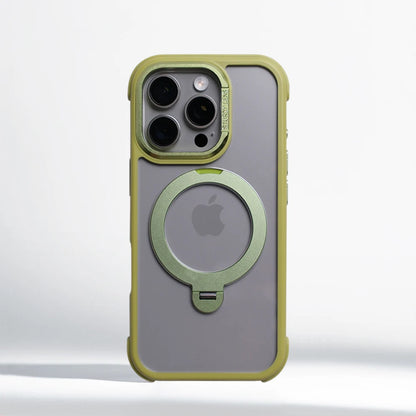 360° Magnetic Rotatable Holder Shockproof Case For iPhone 17 16 Pro Max 15 14 13 Transparent For MagSafe Wireless Charge Cover