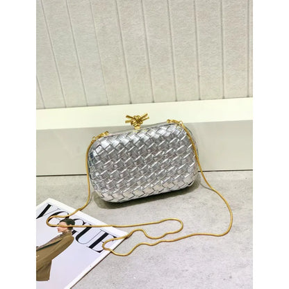 Elegant Box Shaped Dinner Clutch Crossbody Bag for Women Fashionable Chain Strap Handbag Retro Style Leather Handbag