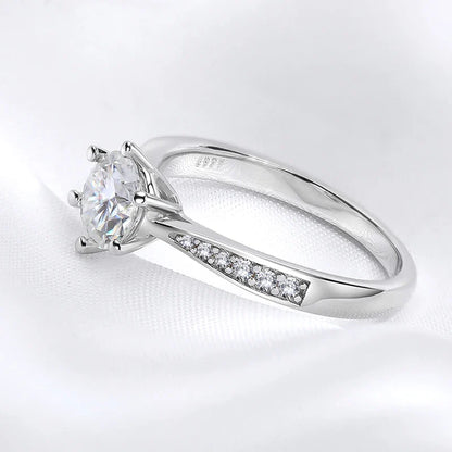 Real 0.3-3CT Moissanite Wedding Ring for Women Sterling Silver Round Brilliant Diamond Solitaire Engagement Rings Gift