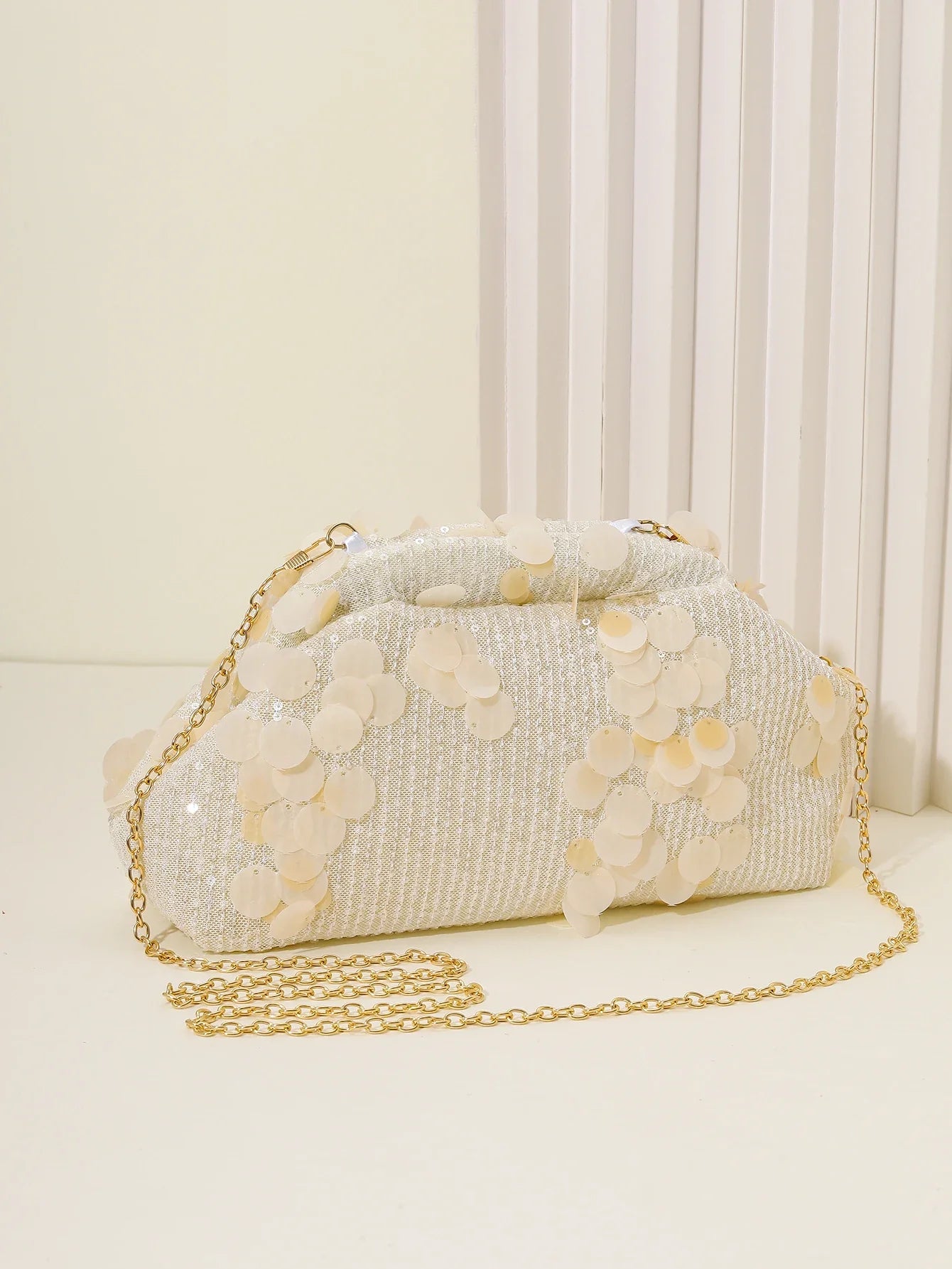 Dinner bag Fashion sequin messenger bag Women's simple handbag, large sequin clutch bag Versatile chain shoulder messeng  bag