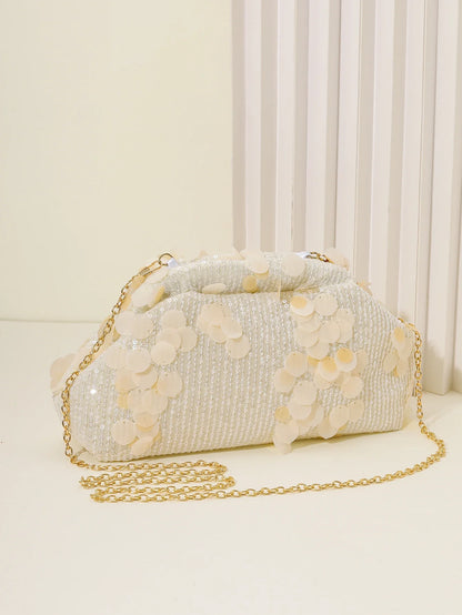 Dinner bag Fashion sequin messenger bag Women's simple handbag, large sequin clutch bag Versatile chain shoulder messeng  bag