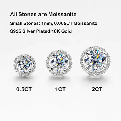 Trendy 1-4CT Full Moissanite Stud Earrings For Women Party Bridal Fine Jewelry S925 Sterling Silver Diamond Earring