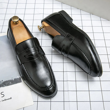Mens Dress Wedding Fashion Office High Quality Leather Comfy Business Formal Italy Driving Loafers Shoes for Men Plus Size 38~48