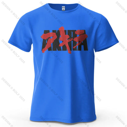 Akira Japanese Font Printed Men's T-Shirt 100% Cotton Oversized Classic Graphic Tees for Women Tops Tees Streetwear