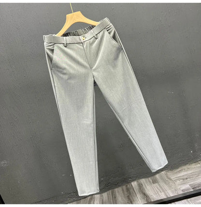 Men's Clothing Summer Fashion Business Casual All Match Suit Pants Formal Strecth Solid Straight Slim Trousers Pantalones Hombre