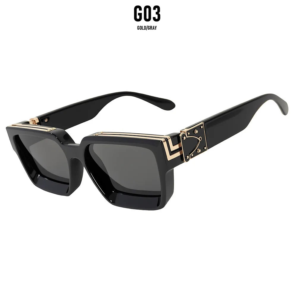 Brand Design Square Sunglass Men Vintage Retro Millionaire Sunglasses Women Thick Frame Fashion Glasses Dropshipping Gafas De So