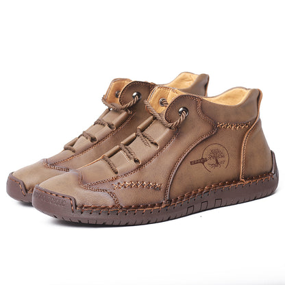 Fashion Men Ankle Boots Handmade Mens Boots Lightweight Mens Designer Boots Outdoor Sneakers Leather Work Boots Plus Size 38-48
