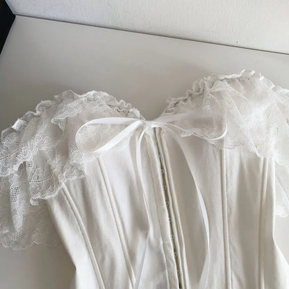 Feminine Lace Corset Tops Off Shoulder Lace Up Splice Summer 2026 Tank Top French Style Court Versatile Sensual Camis