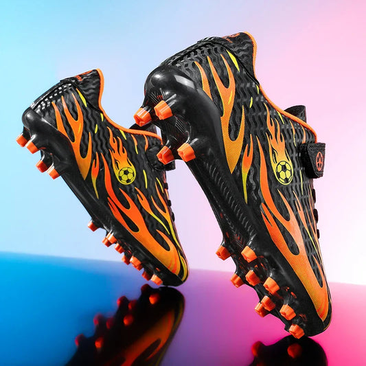 Children’s Soccer Shoes Grass Non-Slip Football Ankle Support Boots Outdoor Cleats Shoes Boys TF/FG Turf Futsal Training Shoes