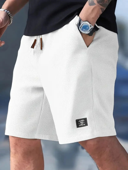 Men's Waffle Texture Shorts Summer Casual Sports Plus Size Loose Fit Knee-Length Shorts Male Oversized Streetwear Beach Pants