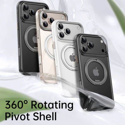 Transparent Magnetic Case for iPhone 17 Air 16 Plus 15 14 13 17 Pro Max 16e 360° Rotating Ring Holder Kickstand Cover LMD003
