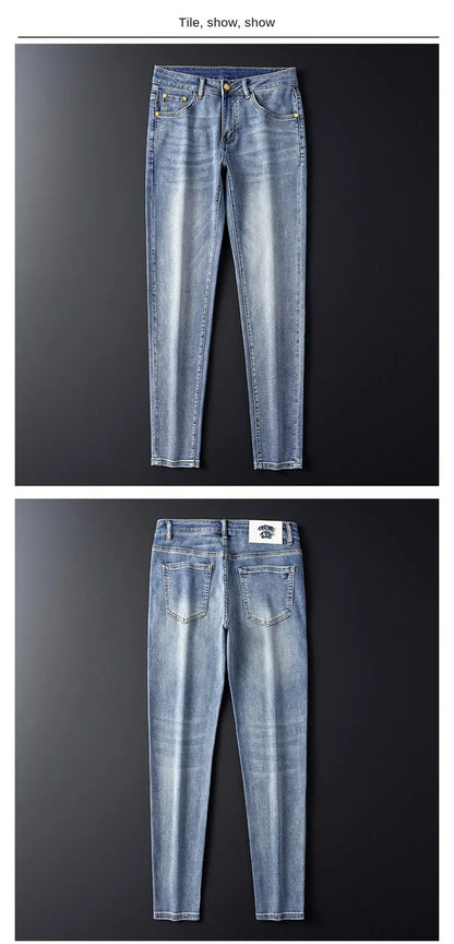 2024 New High-End Jeans Men's Light Luxury and Simplicity Versatile Casual Fashion Men's Clothing Slim Fit Tapered Pants