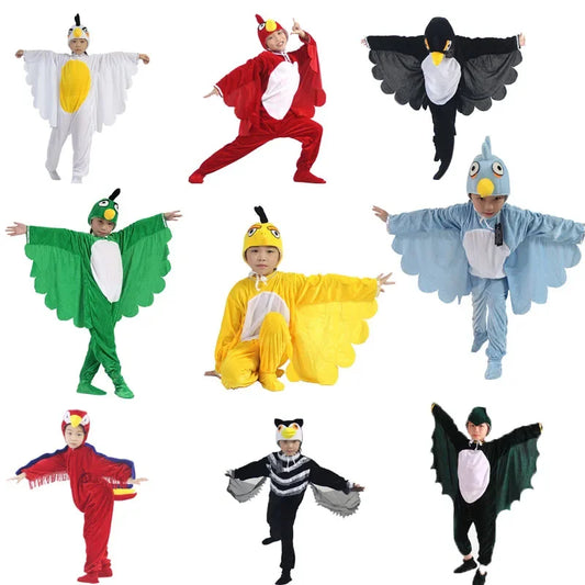 Kids Adults  Animal Bird Oriole Parrot Swallow Eagle Woodpecker Cosplay  Fancy Dress Jumpsuit Costume Gifts Set Halloween