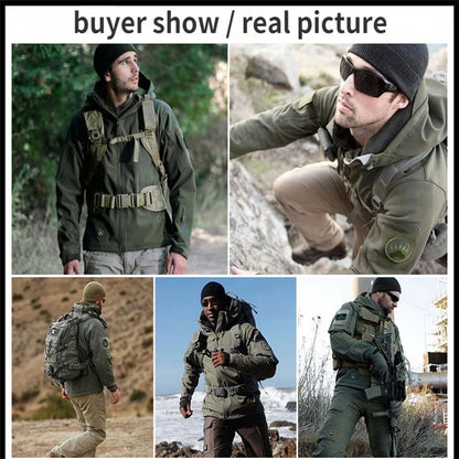 Men's Winter Autumn Warm Softshell Fleece Hood Cargo Jackets Camping Hiking Climbing Hunting Fishing Outdoor Windproof M-5XL