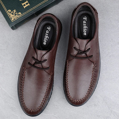 Italian Brand Men's Genuine Leather Casual Shoes Handmade Soles Loafers Lace Up Breathable That's Oxford Shoes for Summer