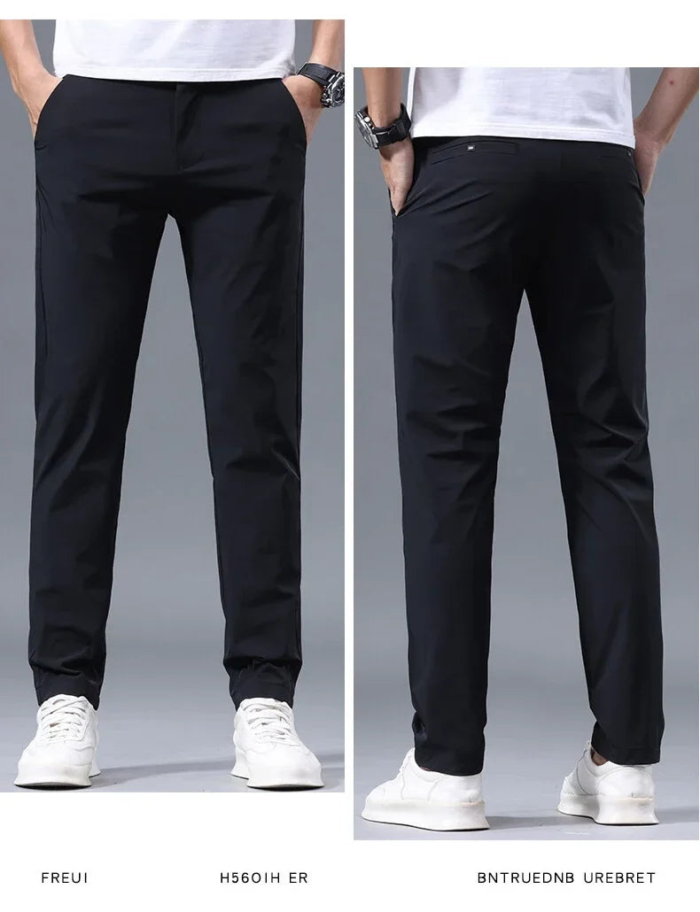 Summer New Stretch Soft Suit Pants Men Thin Fashion Business Elastic Waist Korean Slim Brand Clothes Casual Formal Trousers Male