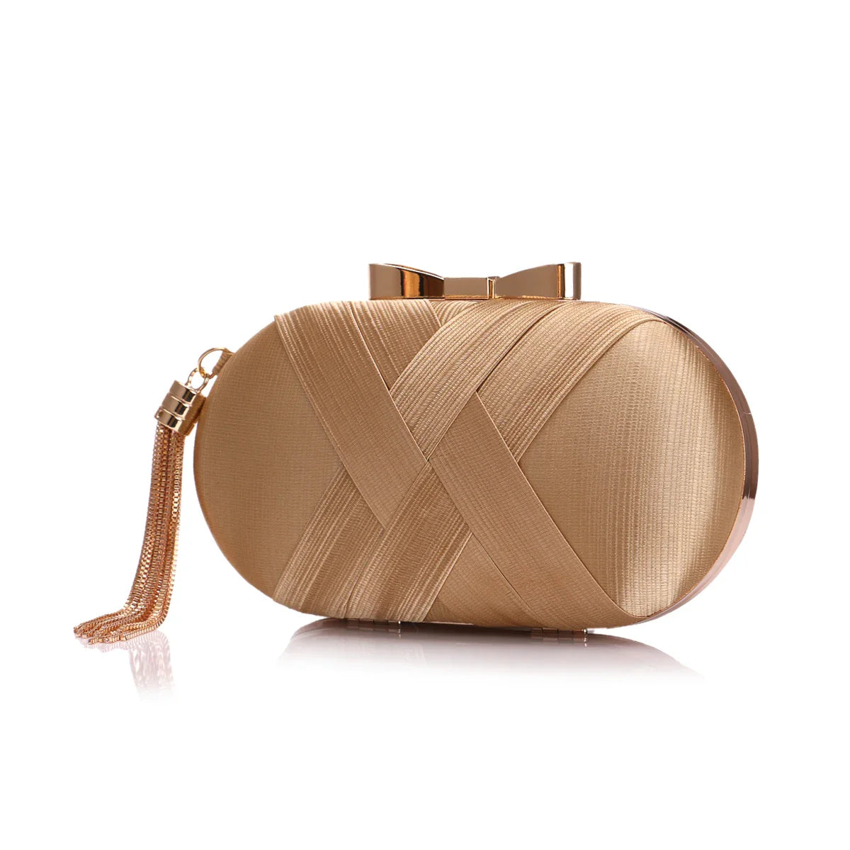 Criss Cross Fashion Evening Bags Woman Tassel Metal Day Clutch Mixed Lady Party Handbags Satin Wedding Bridal Purse