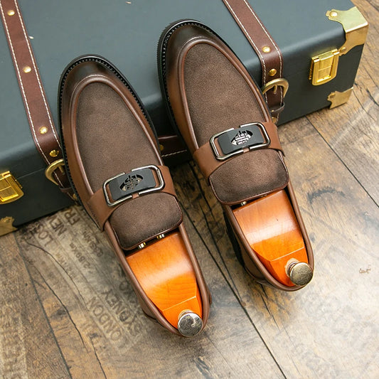 Brand High-quality Brown Loafers for Men Soft Comfortable Men's anti suede Formal Shoes Thick Soled Casual Leather Shoes Mo-2928