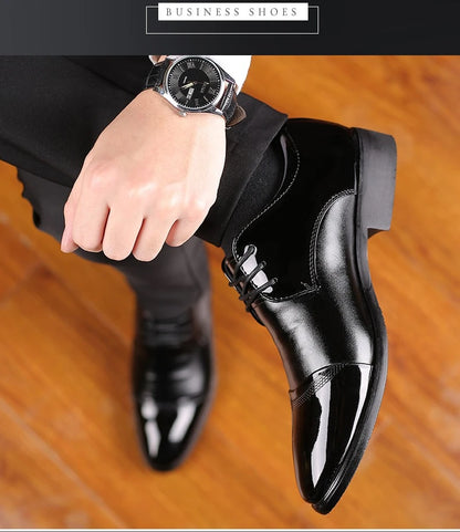 Men Dress Shoes Patent Leather Oxford Shoes Male Formal Big Size 38-48 Handsome Men Pointed Toe for Wedding
