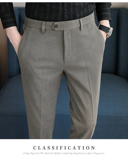 2023 Autumn Winter Thickened Starry Sky Woolen Suit Pant High Quality Men Business Slim Dress Pants Men  Social Casual Pants