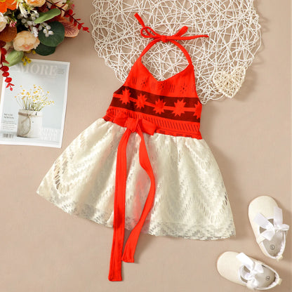 1-6 Yrs Little Moana Halter Sundress Baby Vaian Younger Sister Ocean Voyager Kid Summer Beach Hawaii Style Princess Casual Frock