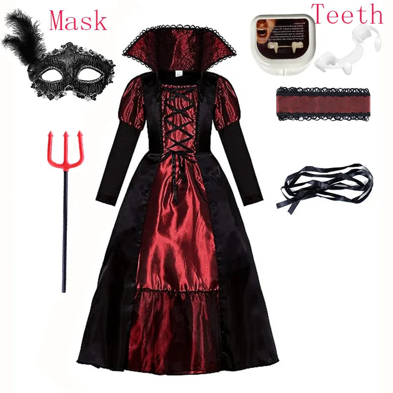 European and American Vintage Ball Gown Princess The Middle Age Upper Class Frock Girls Halloween Vampire Cosplay Costume Dress