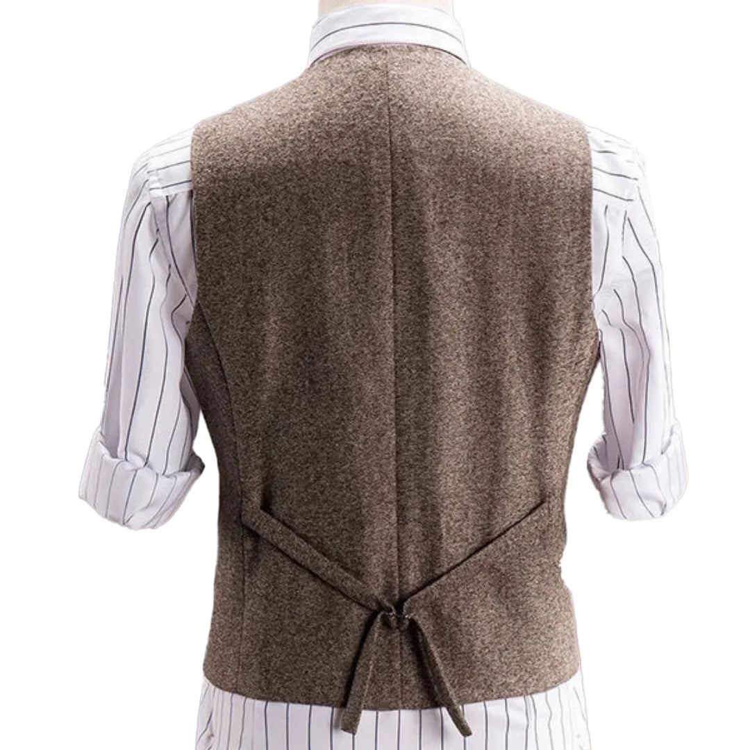 Men Vest Khaki Herringbone Double Button Solid Waistcoat For Wedding Banquet Business Office Work Casual Daily Men Suit Vest