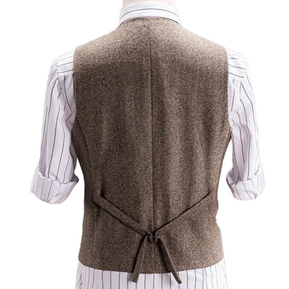 Men Vest Khaki Herringbone Double Button Solid Waistcoat For Wedding Banquet Business Office Work Casual Daily Men Suit Vest