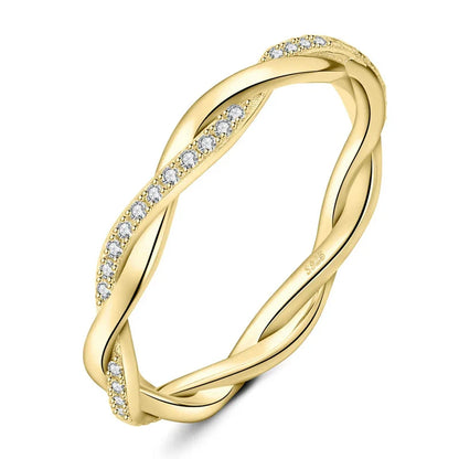 Moissanite Wedding Rings for Women Twisted 925 Sterling Silver 18K White Gold Plated Eternity Stackable Engagement Ring