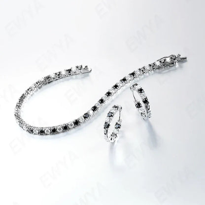 GRA Certified Real 3/4/5/6.5MM Black White Full Moissanite Tennis Bracelet for Men Women Original 925 Silver Link Bracelets