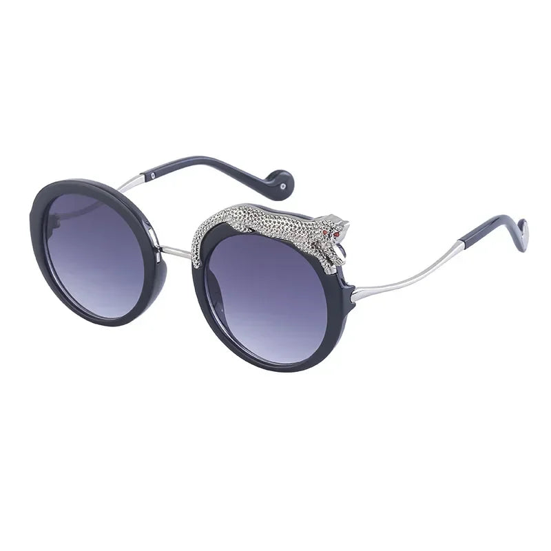2025 Steampunk Metal Leopard Sunglasses Women Men Personalized Round Frame Sun Glasses Ladies Sunshade UV400 Gafas De Sol