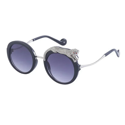 2025 Steampunk Metal Leopard Sunglasses Women Men Personalized Round Frame Sun Glasses Ladies Sunshade UV400 Gafas De Sol