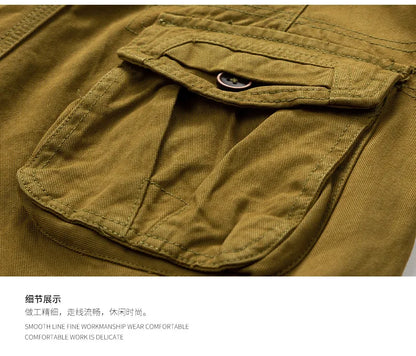 Men's Casual Washed Cotton Cargo Shorts Multi-Pocket Durable Knee-Length Work Shorts Pantaloncini Uomo Camouflage Roupas Hombre