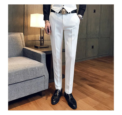 2022 Spring Summer New Men Suit Pants Solid Color Casual Business Dress Pants Slim Fit Trousers Formal Men Social Casual Pants
