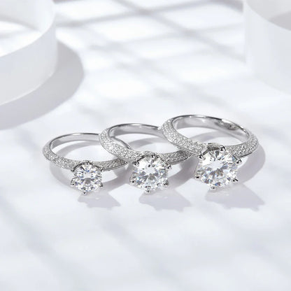 5 Carat Moissanite Wedding Rings For Women 925 Sterling Silver Eternity with White Gold Plated Band Engagement Jewelry