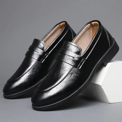 Mens Casual Leather Shoes Comfortable Slip on Loafers Leather Dress Shoe Classic Business Footwear zapatos para hombre chaussure