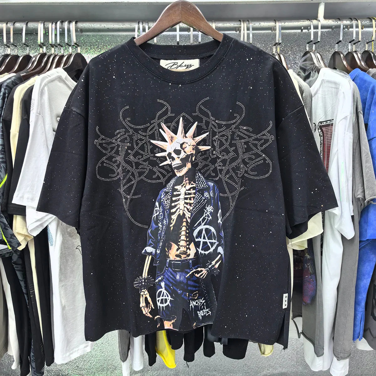 Shinning Bling Diamond Short Sleeve Cropped T-shirt for Men and Women Crew Neck Rhinestone Loose Cotton Summer Tshirts Oversized