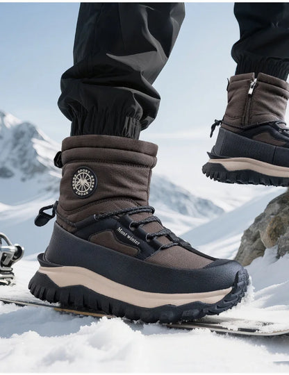 Men's Winter Boots 2026 New Snow Boots Thickened Warm Boots Waterproof Non-Slip Winter Shoes Thick Sole Cold-Proof Shoes