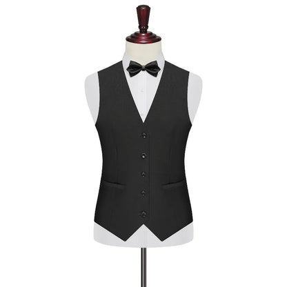 Men 2-piece Set British Style Single-breasted V-neck Vest Man Straight-leg Pant Male Slim Wedding Office Casual Outfit