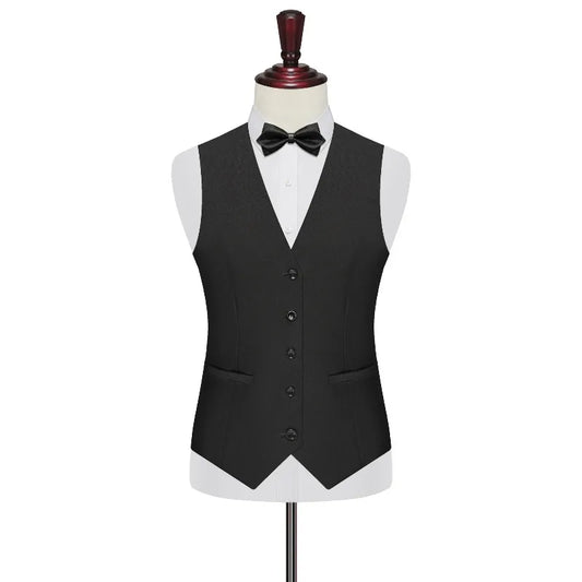 Men 2-piece Set British Style Single-breasted V-neck Vest Man Straight-leg Pant Male Slim Wedding Office Casual Outfit