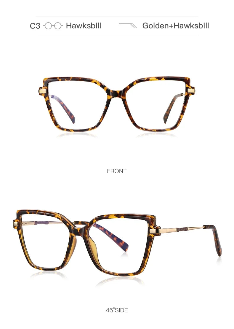 Simple Design Fashionable Large Frame Anti-Blue Light Glasses Women's Reading Glasses Customizable Prescription PFD2208