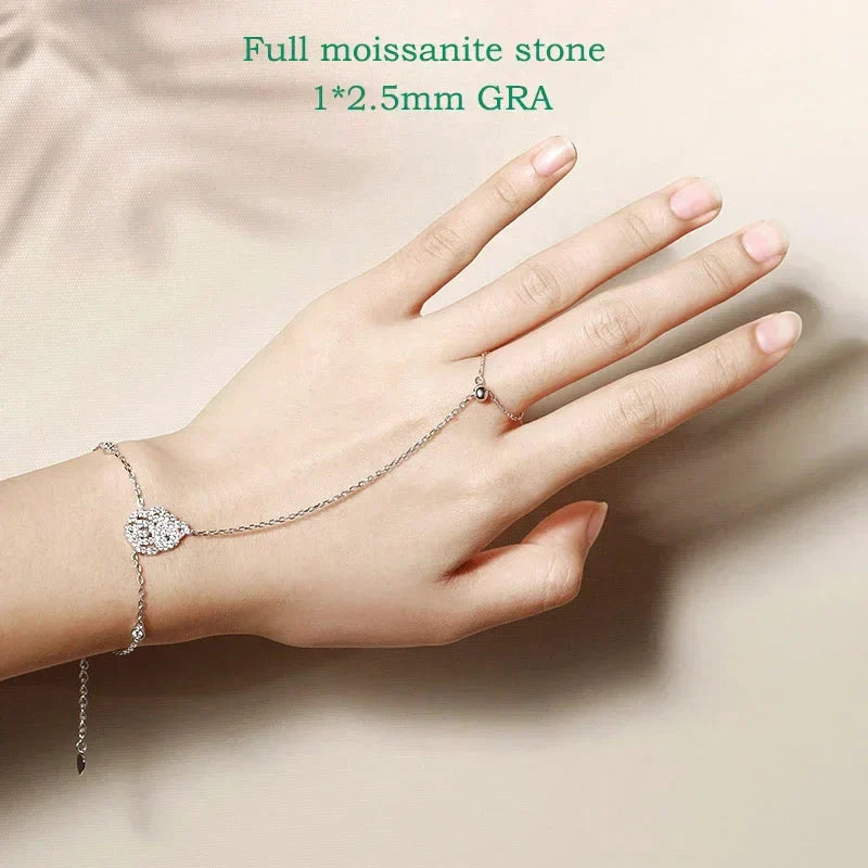 GRA Certified All Moissanite Bracelet for Women Sparkling Adjustable 14-19CM Sterling Silver 925 Jewelry Shiran Aloni