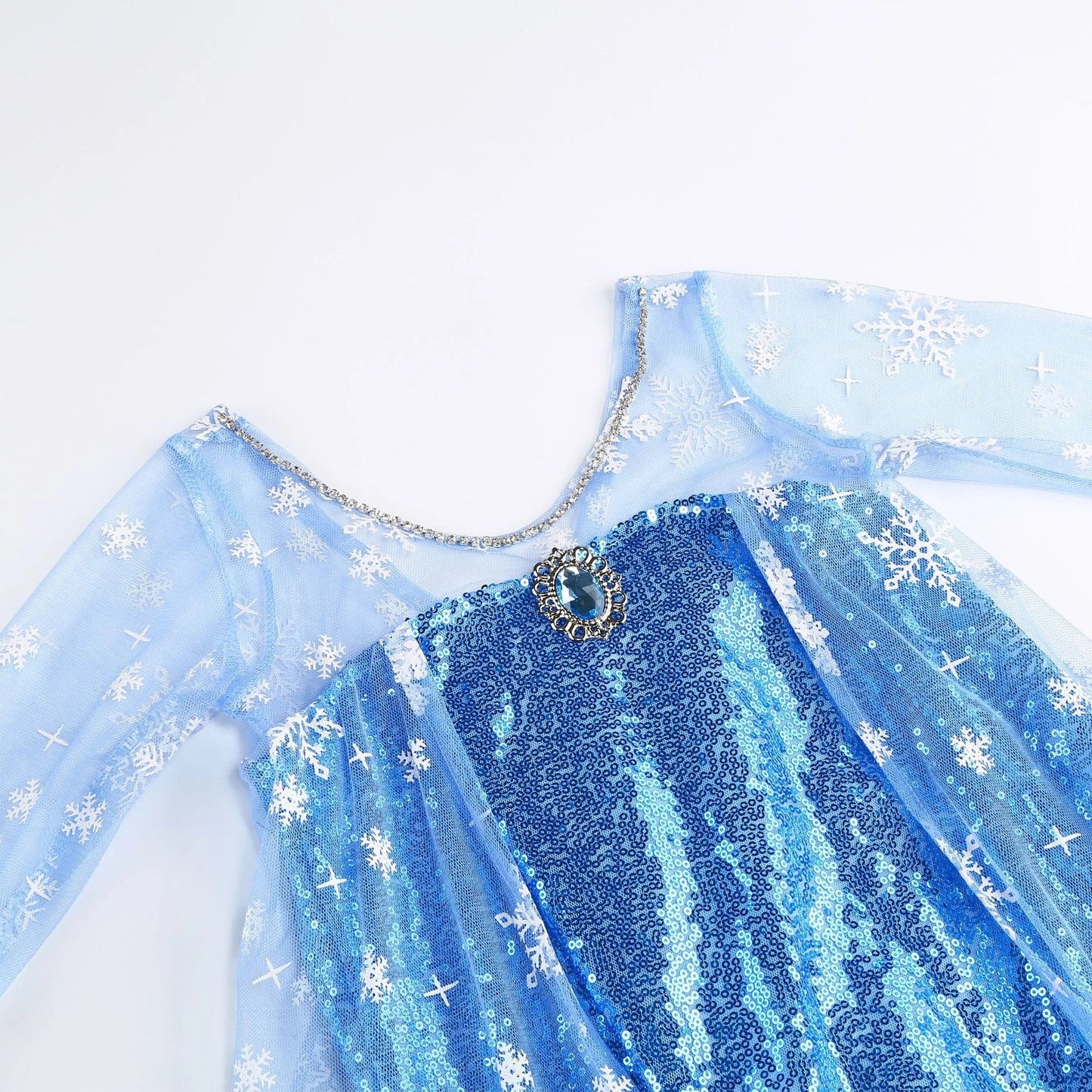 New Sequined Blue Elsa Party Dress For Girl Role Play Princess Apparel Toddler up Birthday Festival Carnival Apparel Accessories